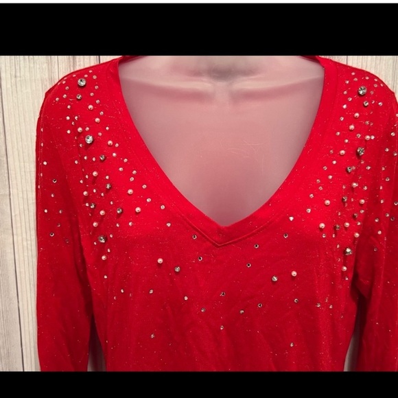 INC International Concepts women red classic top/M - Picture 8 of 9